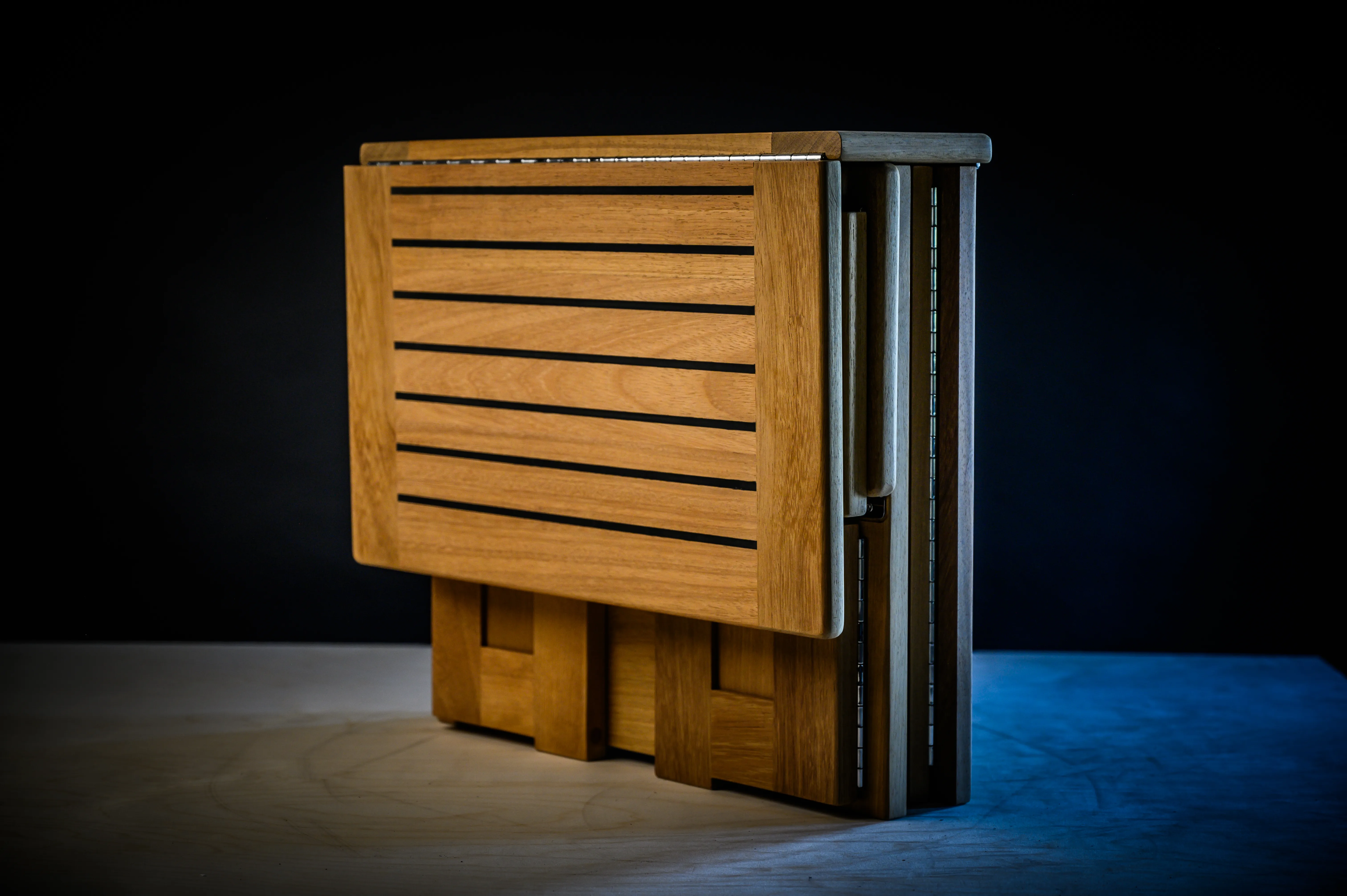 540mm folding dock step partially folded showing hinge mechanism